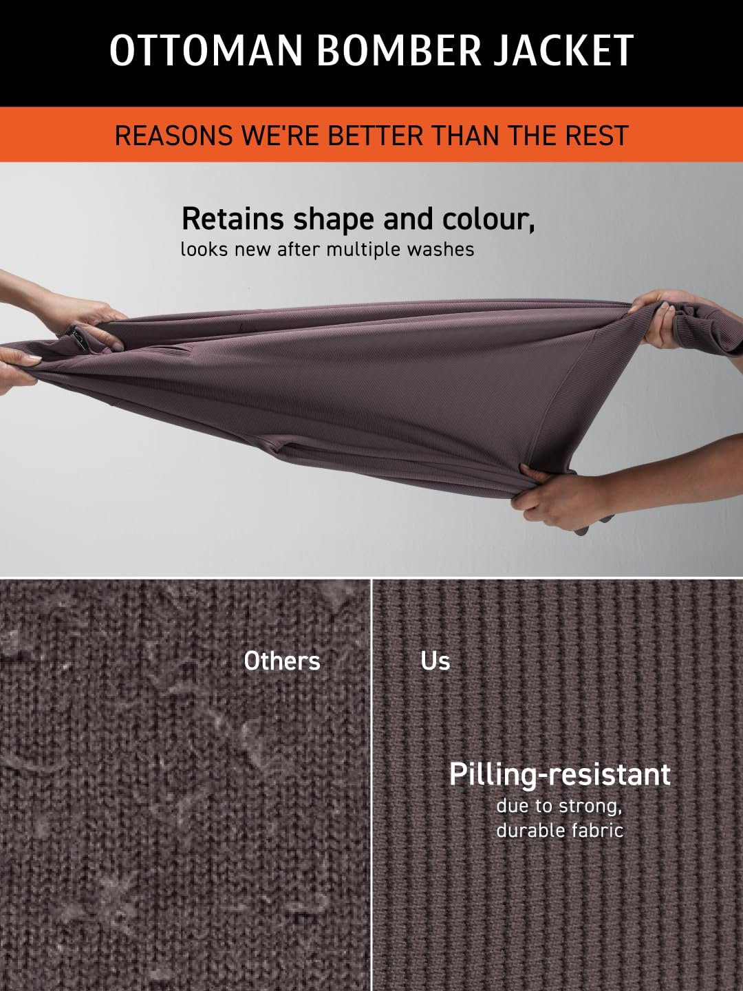 DAMENSCH Winter Jacket For Men, Textured Zipper Sweatshirt For Man, Shape and Colour Retaining ReNEWd Ottoman Zip Bomber Jacket - Image 2