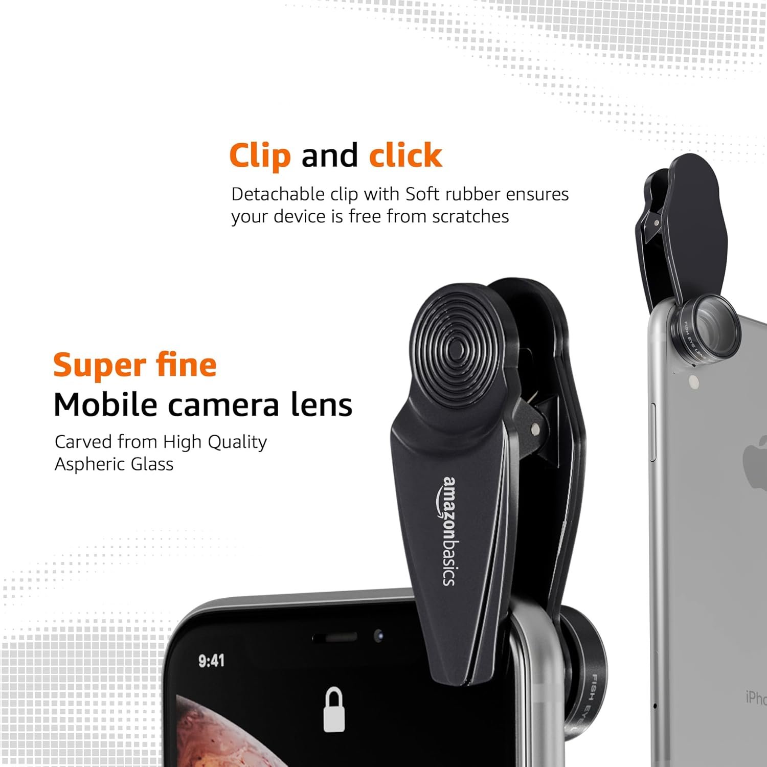 Amazon Basics 3 in 1 Mobile Camera Lens Kit | Super Wide Angle Lens | 198 Fisheye |15X Macro Lens - Image 3