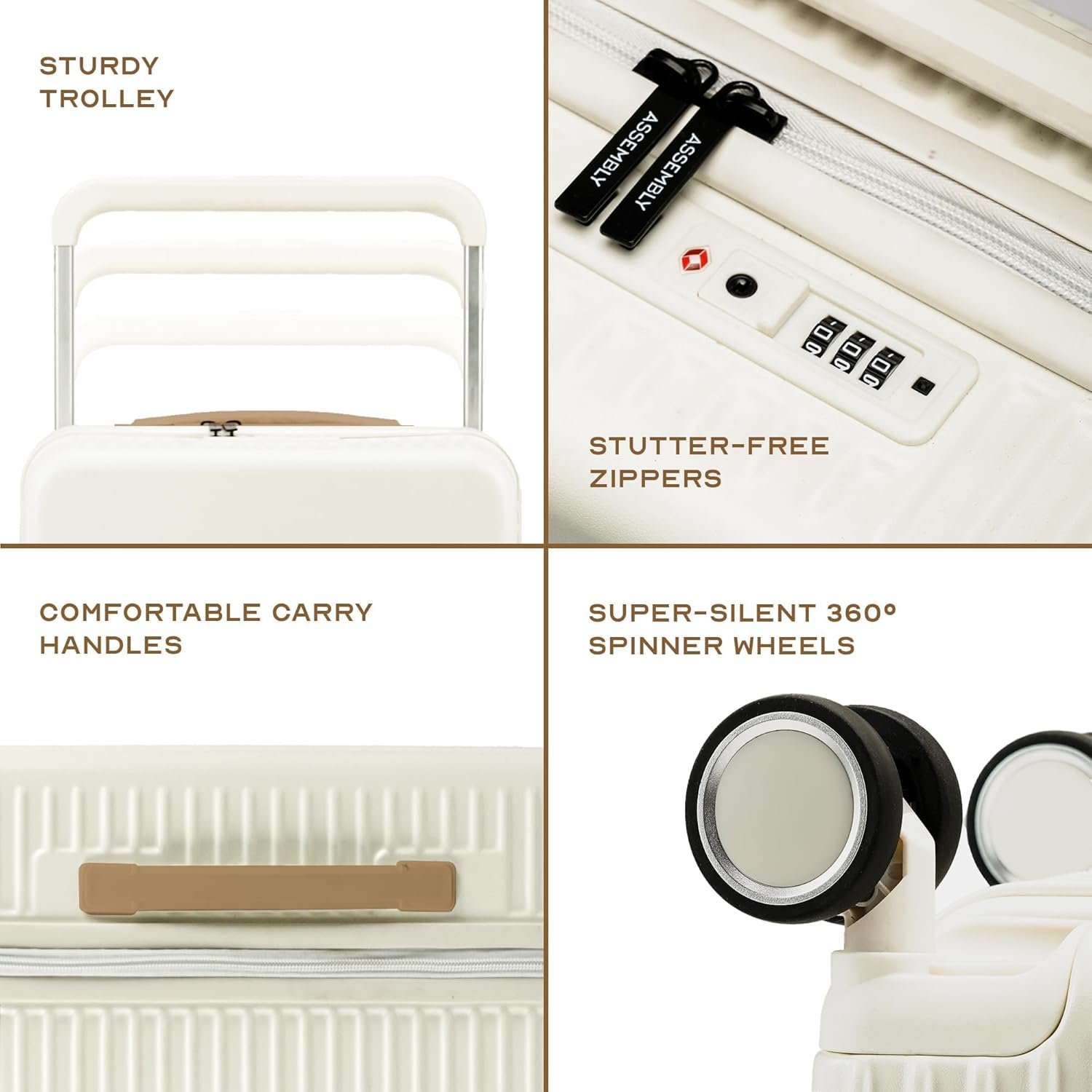 THE ASSEMBLY Polycarbonate (PC) 4 Wheels Spinner Hard-Sided Large Check-in Luggage - 28 Inches | Premium Wide Handle Trolley Bag with TSA Lock&Packing Organisers -Rover-Moon-White(110 Liters) - Rover - Image 3