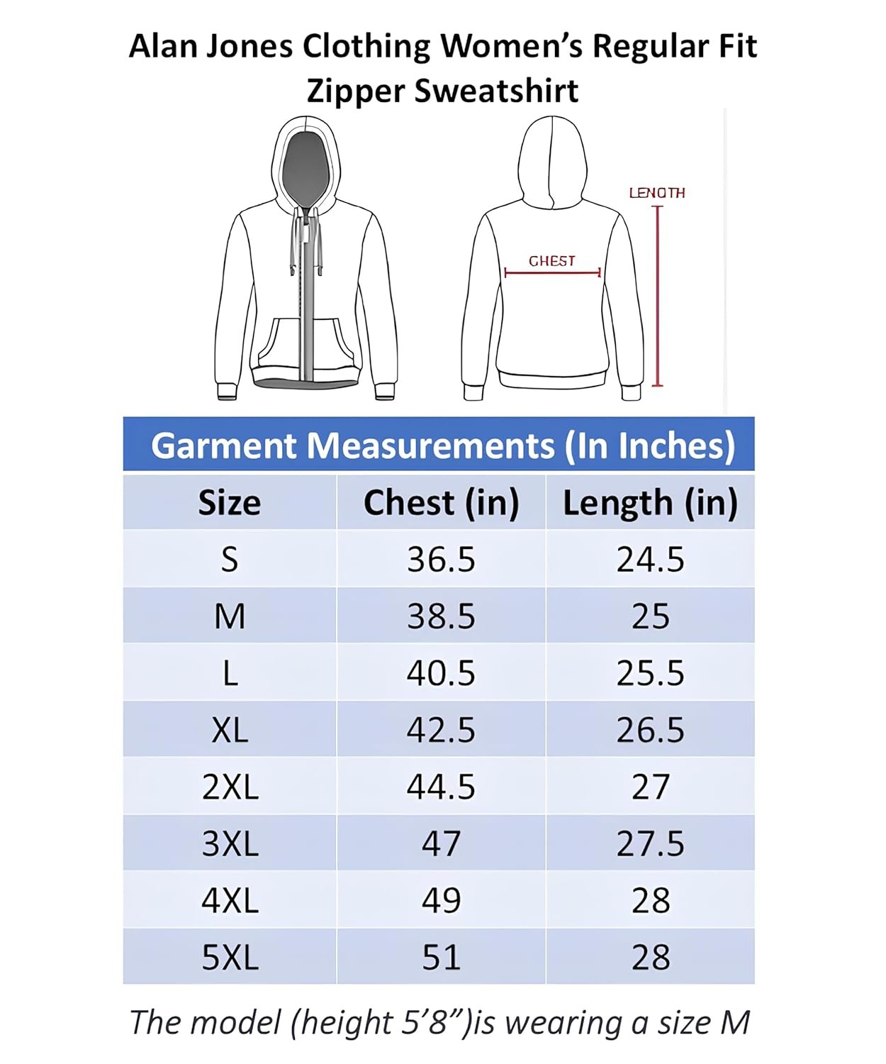 Alan Jones Clothing Women's Solid Zipper Hooded Sweatshirt | Front Zip, Ribbed Hem, Lined Hood, Casual Winter Wear - Image 6