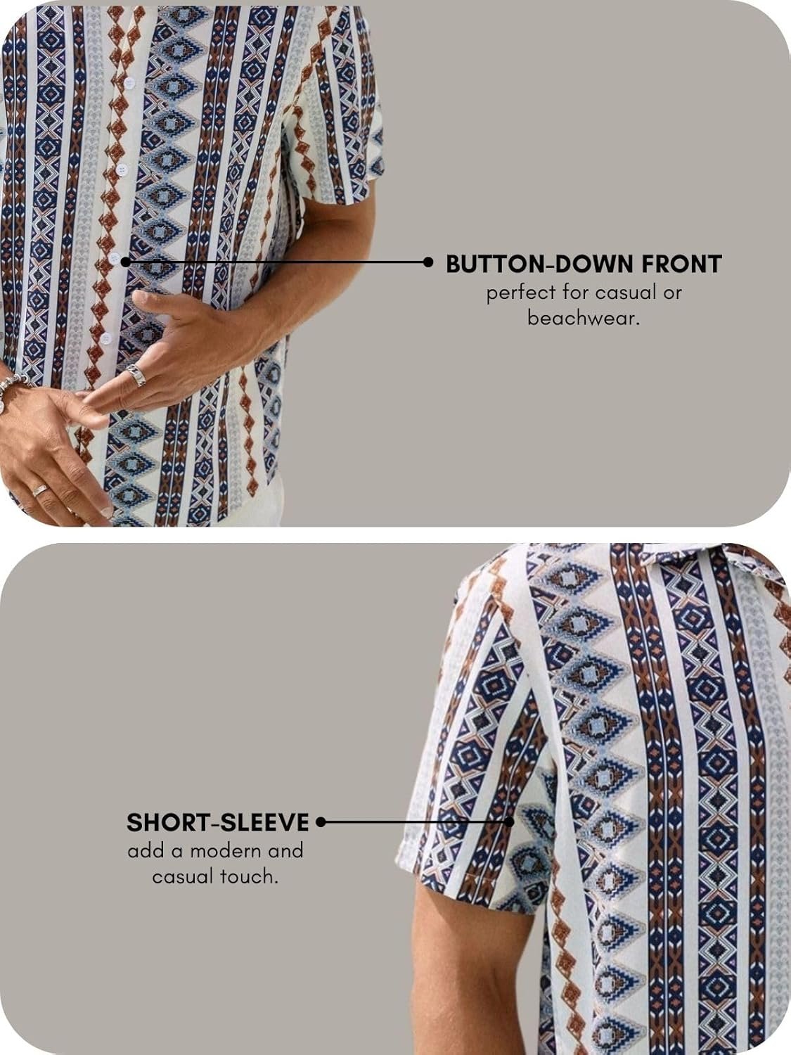 DHRUVI TRENDZ Shirts for Men | Rayon Abstract Printed Shirts | Regular Fit Shirts for Boys | Ideal for Travel | Picnic | Summer Wear Shirt for Men | Beach Shirts for Men - Image 5