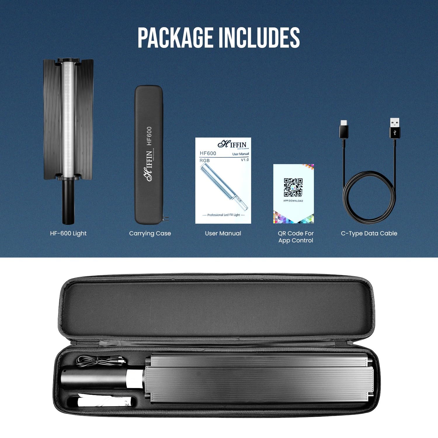 HIFFIN HF-600 RGB LED Light Stick for Photography, Photography Light with RGB CCT HSI Mode, 2500K-9900K Adjustable, 25 Fx Light Effect, Power 25W, Barndoor, 5200mah Battery for YouTube, Photoshoot - Image 9