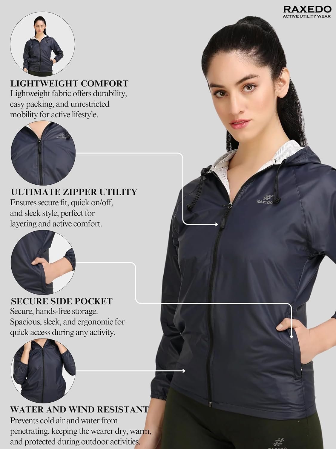 Sports Jacket for Women | Windcheater for Women, Winter Jacket for Woman – Water-Resistant Warm Jackets for Travel, Light, Sun Protection, Light Winter & Stylish - Image 4