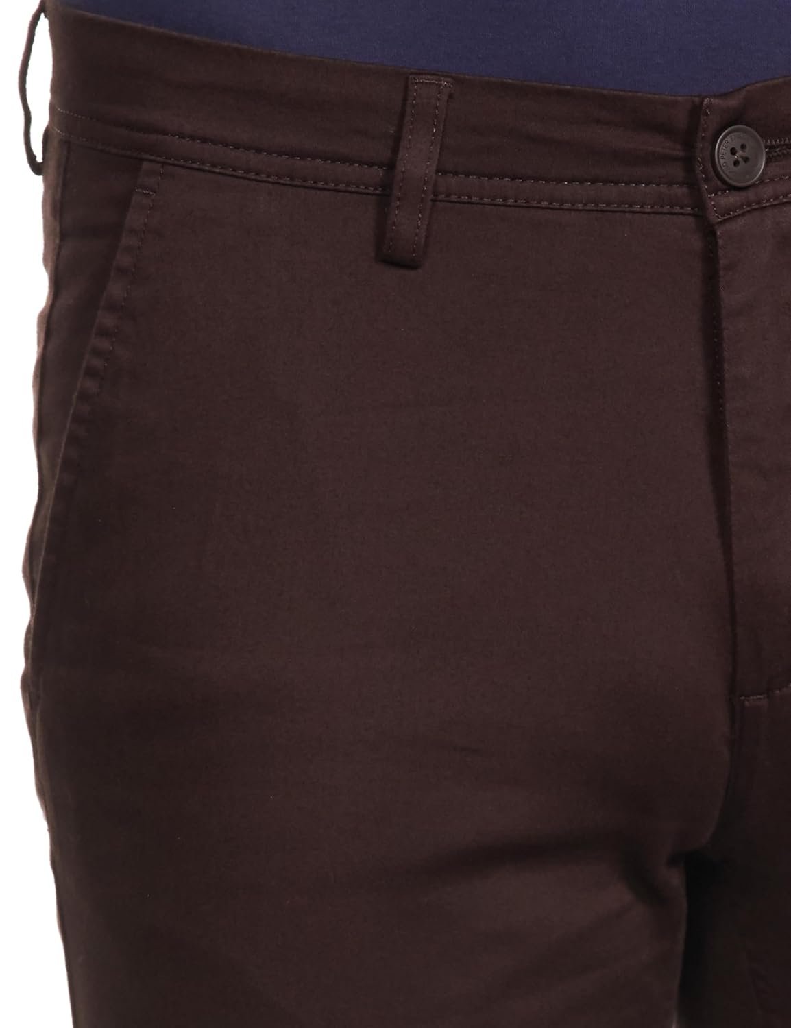 Peter England Men's Super Slim Fit Stretchable Cotton Satin Casual Trousers | Office Sleek & Trendy Look - Image 4