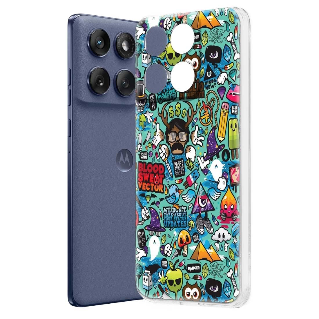 Fashionury Designer Soft Back Cover Case Compatible for Moto Edge 60 Fusion, Printed,Transparent,Flexible, Silicon for Motorola Edge 60 Fusion -D1008