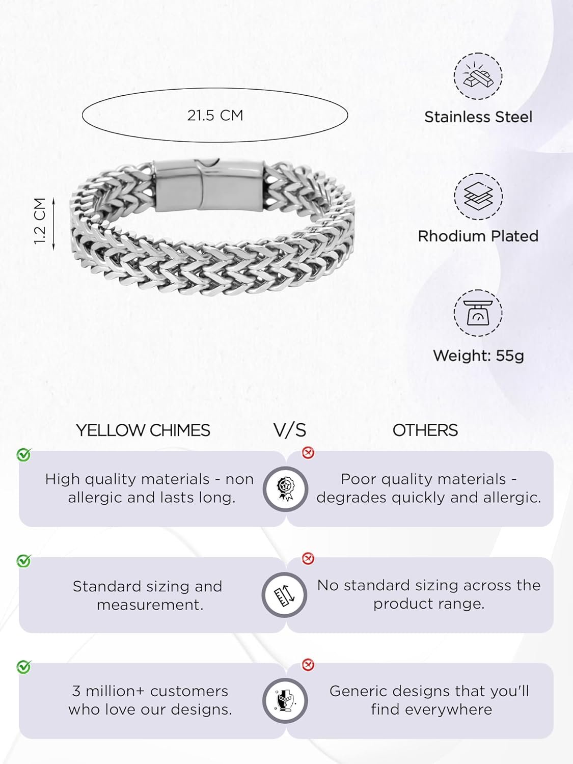 Yellow Chimes Bracelets for Men and Boys Fashion Bracelet for Men | Stainless Steel Link Chain Bracelet for Men | Hand Accessories For Men | Birthday Gift for Men & Boys Anniversary Gift for Husband - Image 5