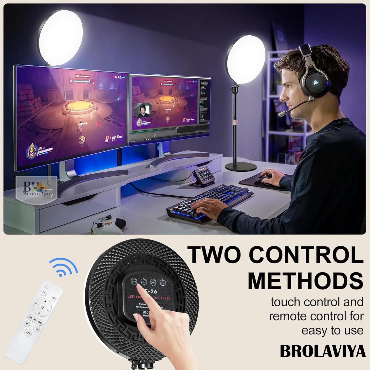 BROLAVIYA Full Screen Fill 10-inch LED Ring Light with Remote Control and Phone Holder, 1/4" Ball Head for Camera, Webcam, for Photography, Video, YouTube, Reels, TikTok, Desktop, Bedroom, Office. - Image 4
