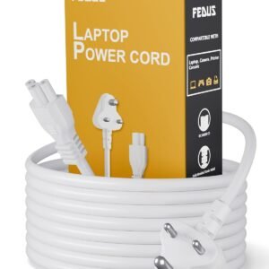 FEDUS 1.8 Meter (5.9 Feet) Long Laptop Power Cord, 1250 Watt 3 Pin IEC C5 Charger Adapter Cable Wire AC Lead for Asus/Dell/HP/Lenovo/ASUS/Acer/Samsung/Compaq & All Gaming Laptop