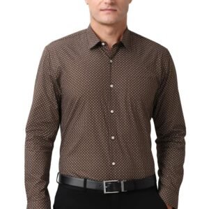 Peter England Men’s Printed Formal Shirt with All-Over Dot Pattern – 100% Cotton, Full Sleeves, Regular Fit