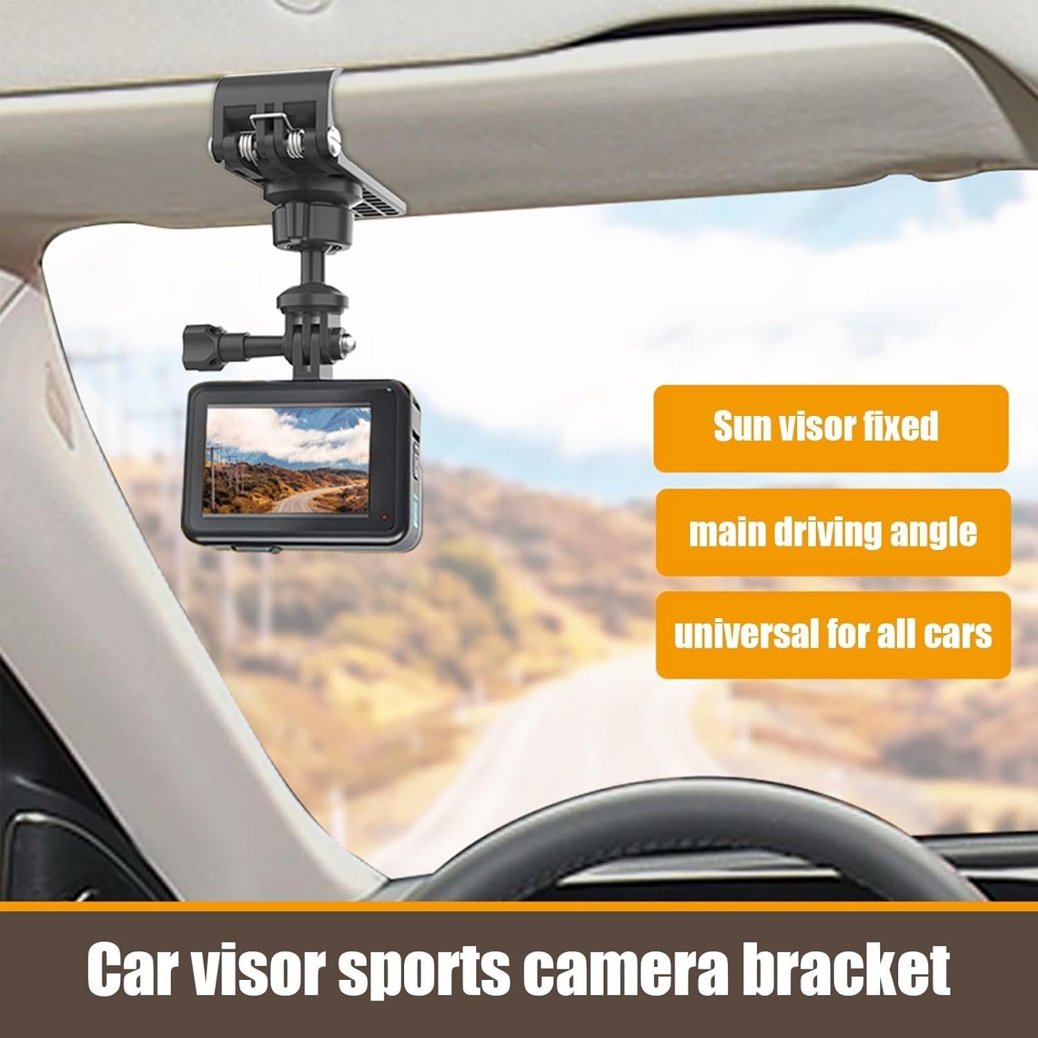 Camera Mount for Car, Sport Camera Mount, Sun Visor Holder with Go Pro Hero 13 12 11 10 9 8 7 6 5 4, for DJI Osmo Action 5 Pro/4/3 for Insta 360 X5 X4 X3 Ace Pro2 Accessories - Image 4