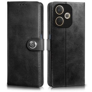 WOW IMAGINE Shock Proof Flip Cover Back Case for Oppo A5 Pro 5G (Magnetic Button Flip Case | Wallet Pockets & Stand | Leather Finish | Haze Black)