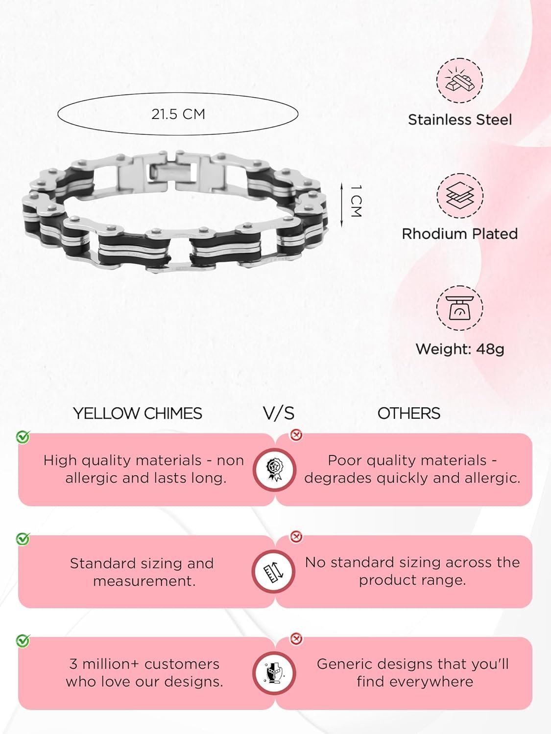 Yellow Chimes Bracelets for Men and Boys Fashion Bracelet for Men | Stainless Steel Link Chain Bracelet for Men | Hand Accessories For Men | Birthday Gift for Men & Boys Anniversary Gift for Husband - Image 4