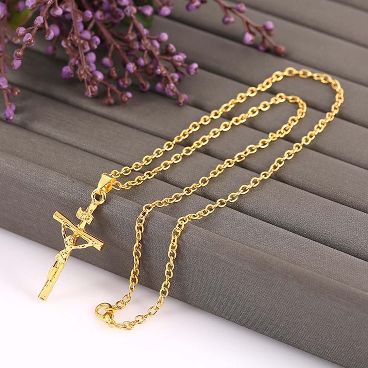 2 PCS Cross Necklace, Jesus Cross Chain for Men and Women, Stainless Steel Pendant Necklace, Silver and Gold Cross Chain, Gift for Christmas, Valentine, Birthday, Anniversary - Image 7