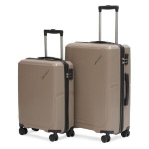 Swiss Military Calvin Hard Trolley Luggage, Lightweight & Premium PP Suitcase with 360° Wheels, 3-Digit Combination Lock, Push Button Metal Trolley, Set of 2 (Small 47L & Medium 75L) Beige