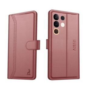 AIBEX ® Compatible for Vivo T4X 5G / iQOO Z10X 5G Flip Cover Leather Finish with Magnatic Closure | Inside TPU with Card Pockets | Wallet Stand | Complete Protection Flip Case -Brown