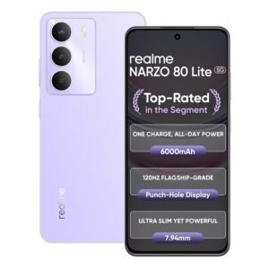 realme NARZO 80 Lite 5G (Crystal Purple, 6GB+128GB) | 6000mAh Long-Lasting Battery | MediaTek Dimensity 6300 5G | AI Assist | IP64 Rated Water & Dust Resistance | Military-Grade Durability