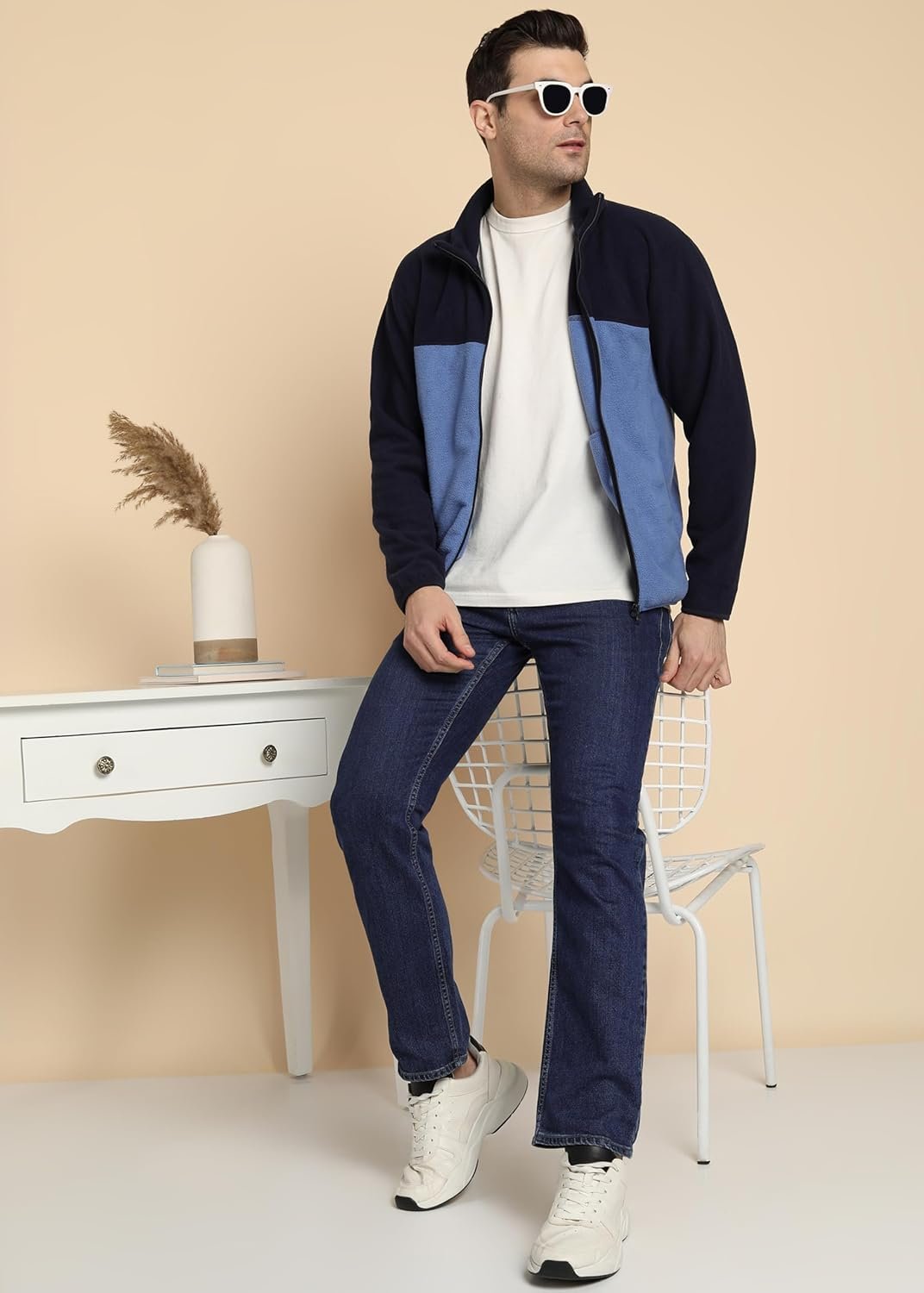 Alan Jones Clothing Men's Fleece Regular Solid Stand Collar Full Zip Jacket - Image 4