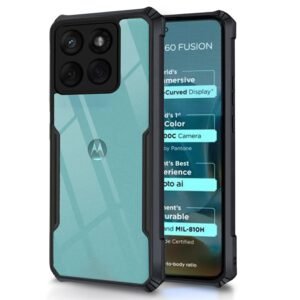 SHINESTAR Motorola Moto Edge 60 Fusion 5G Back Cover Case | Ultra Thin 360 Degree Protection Crystal Clear Tranparent Bumper Back Cover Case for Motorola Moto Edge 60 Fusion 5G- Black