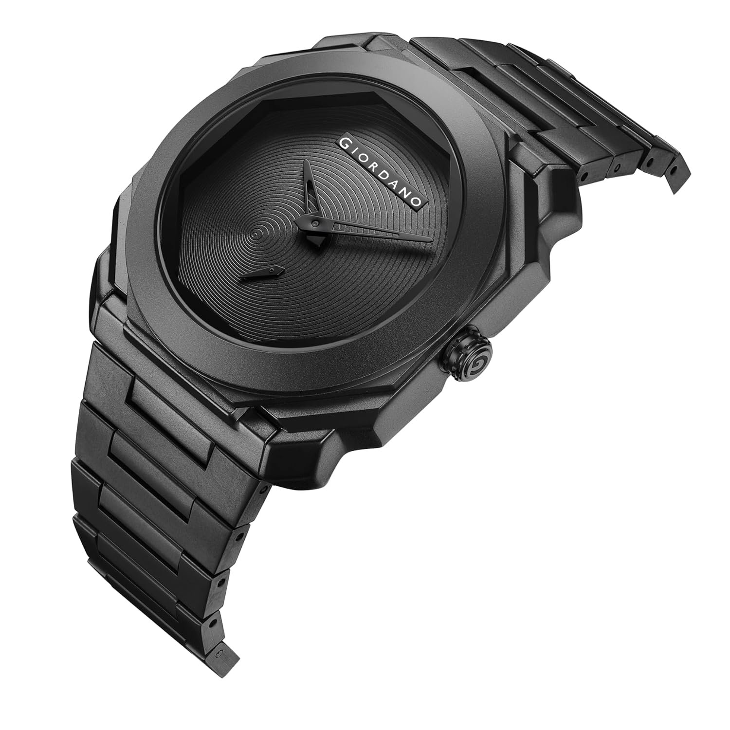 Giordano Octagonal Stainless Steel Watch for Men – Textured Dial with Subdial, Matte Finish Strap - Image 4