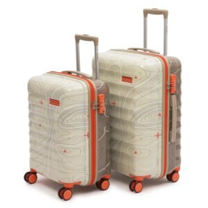 uppercase Topo Set of 2 (Small+Medium) Hardsided Trolley Bag 8 Wheel Sustainable Double Spinner Luggage with TSA Lock & Anti-Theft Zippers Unisex 2000 Days Warranty Dual Tone (Taupe & Beige), 65.5 cm