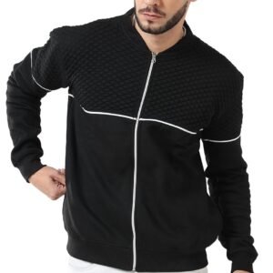 fanideaz Men’s Black Full Sleeve Diamond Cut Bomber Jackets for Men