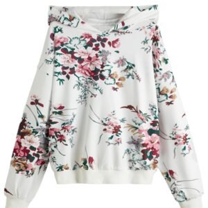 TOPLOT Women’s Wool Blend Printed Hoodie with Hooded Neck & Full Sleeve