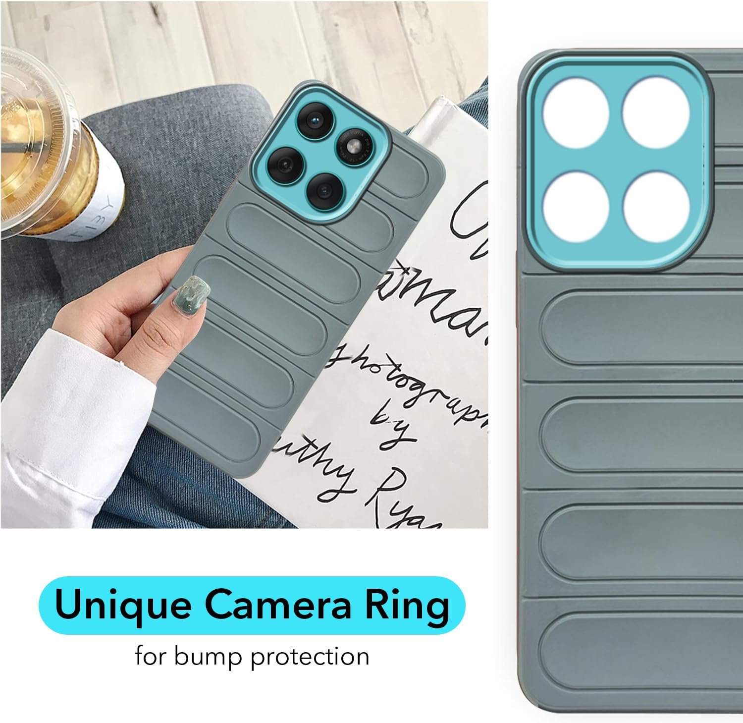 Jkobi Back Case Cover for Motorola Moto Edge 60 Fusion (Matte Liquid Silicone| Professional Wave Design | Camera Protection Ring | Shockproof Anti Slip Grip) - Image 3