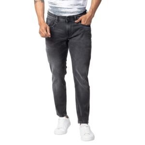 Spykar Black Mid Rise Tapered Fit Jeans for Men