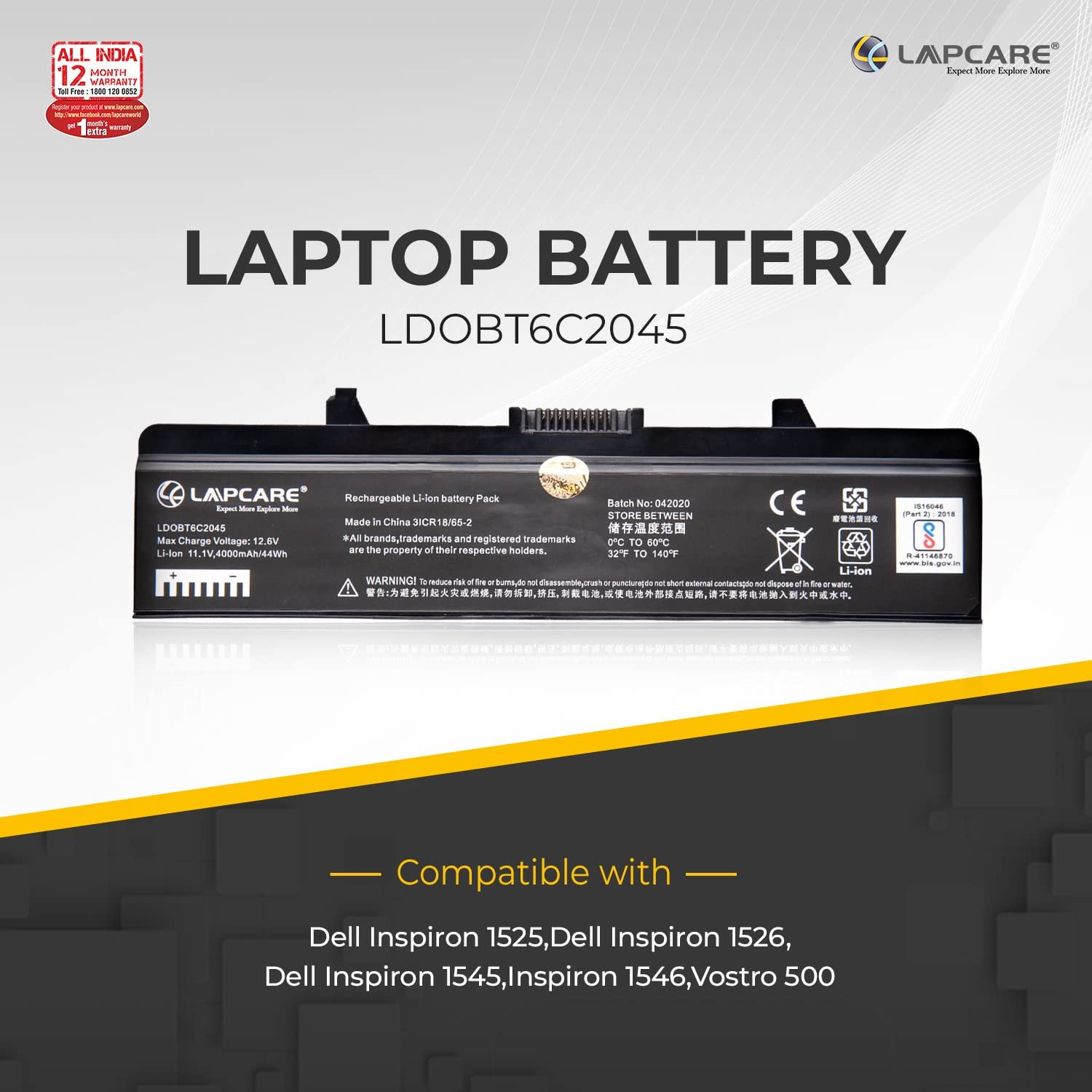 Lapcare Laptop Battery for Dell Inspiron 1526 1525 1545 1546 1750 1440 Pp29l Pp41l Fits Gw240 Rn873 M911g M911 X284g K450n Replacement - Image 4