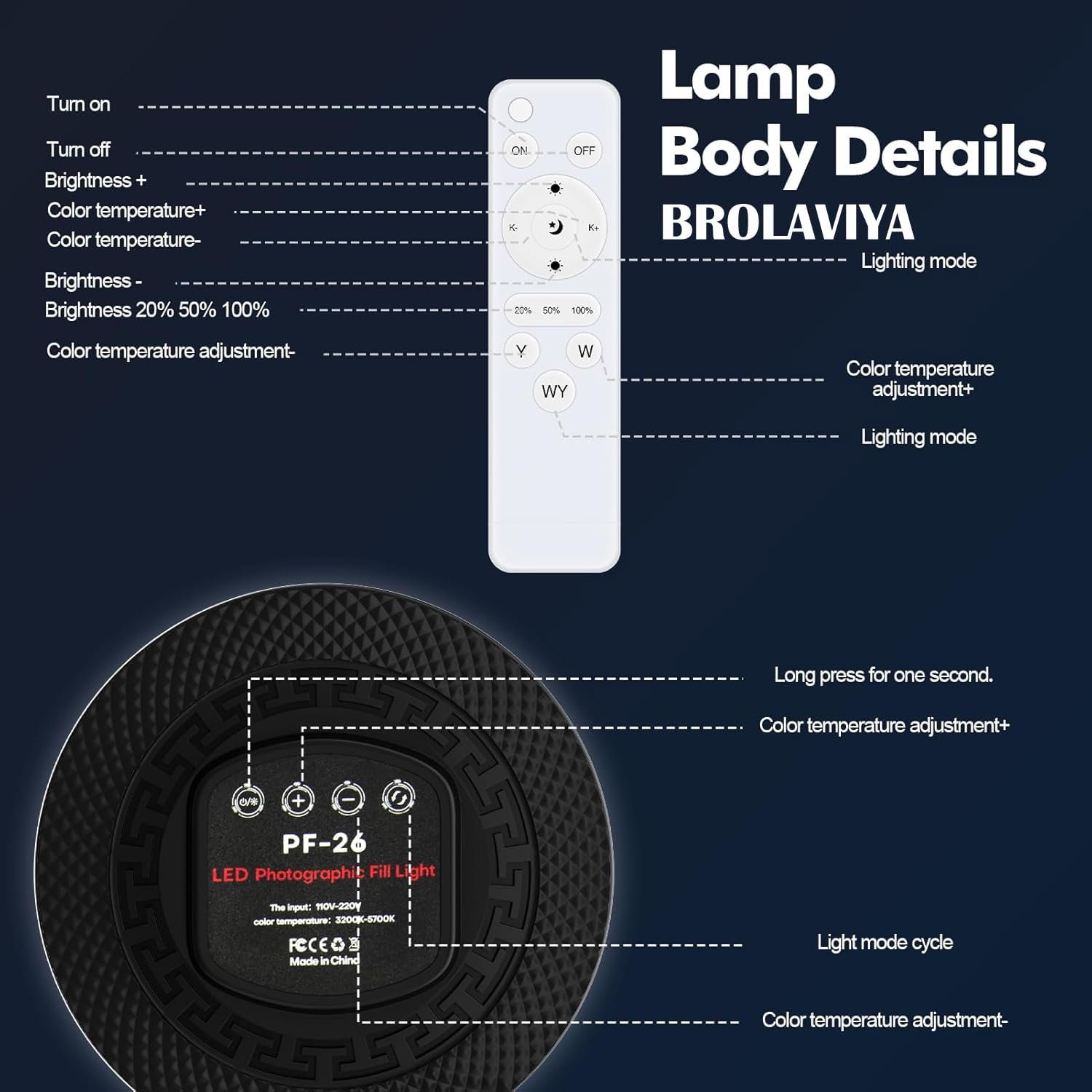 BROLAVIYA Full Screen Fill 10-inch LED Ring Light with Remote Control and Phone Holder, 1/4" Ball Head for Camera, Webcam, for Photography, Video, YouTube, Reels, TikTok, Desktop, Bedroom, Office. - Image 3