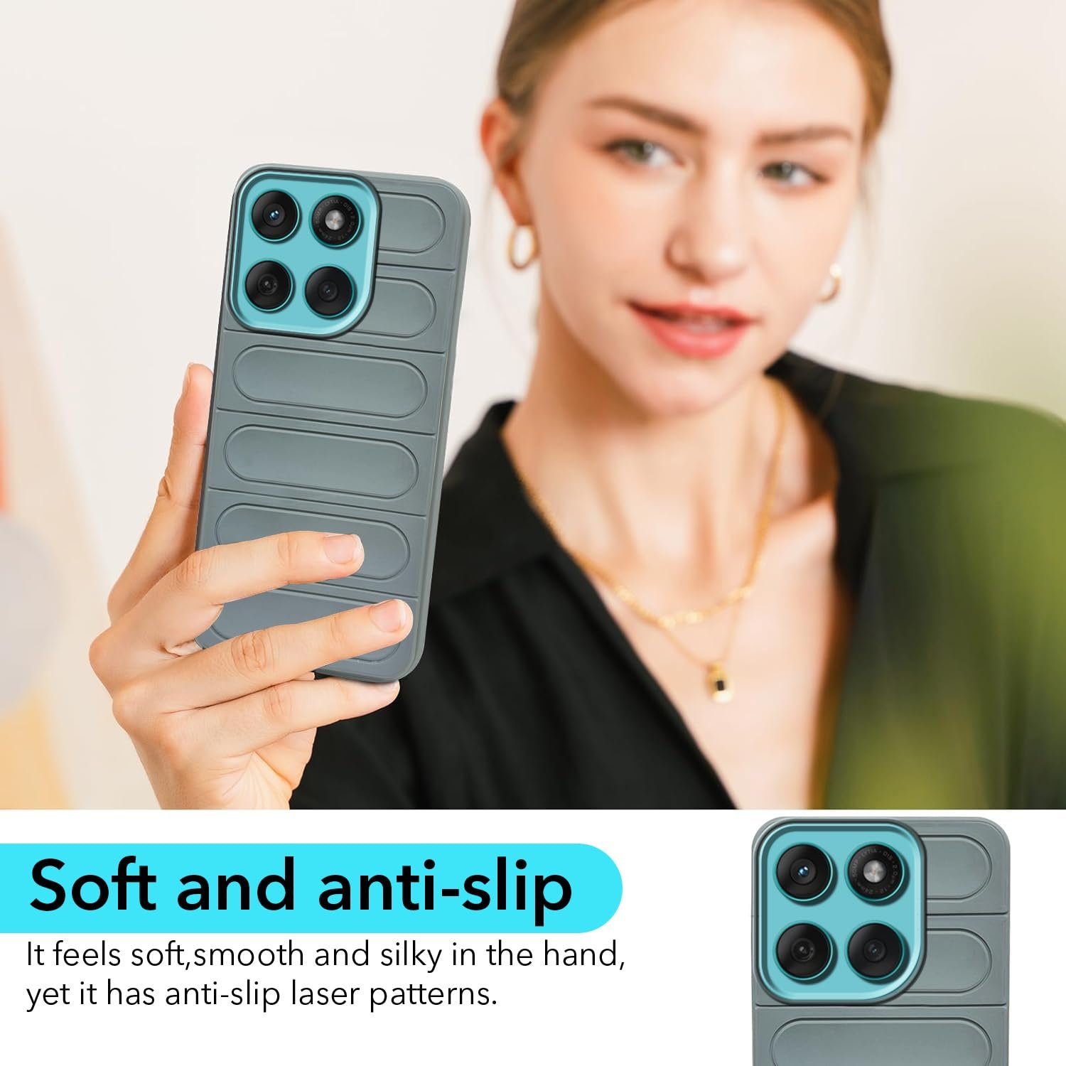 Jkobi Back Case Cover for Motorola Moto Edge 60 Fusion (Matte Liquid Silicone| Professional Wave Design | Camera Protection Ring | Shockproof Anti Slip Grip) - Image 5