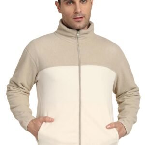 Alan Jones Clothing Men’s Fleece Regular Solid Stand Collar Full Zip Jacket