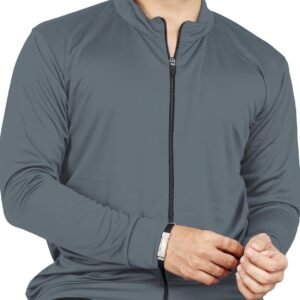 FIBREZA Men Solid Polyester Sports Jacket Long Sleeves Full Zip with Pocket Gym, Running & Travel Upper Wear