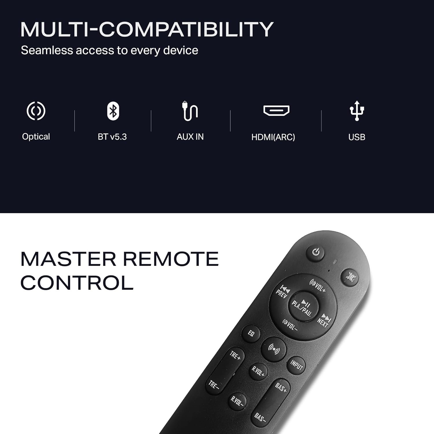 boAt (2025 Aavante Prime 5.1 5000D, Cinematic Dolby Audio, 500W Signature Sound, 5.1-CH, Multiple Ports, EQ Modes & Remote, Bluetooth Sound bar, Home Theatre Soundbar Speaker (Premium Black) - Image 7