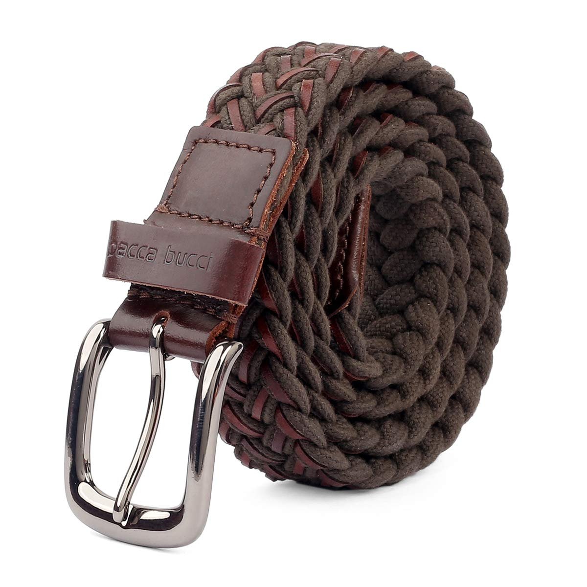 Bacca Bucci Italian Woven leather and Cotton Elastic braided belt for men with Alloy buckle - Image 3