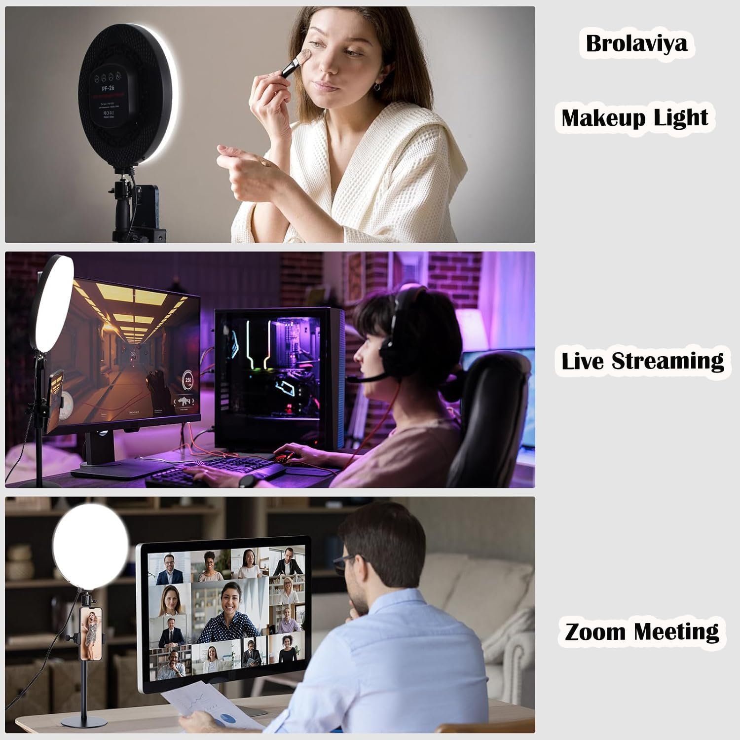 BROLAVIYA Full Screen Fill 10-inch LED Ring Light with Remote Control and Phone Holder, 1/4" Ball Head for Camera, Webcam, for Photography, Video, YouTube, Reels, TikTok, Desktop, Bedroom, Office. - Image 7