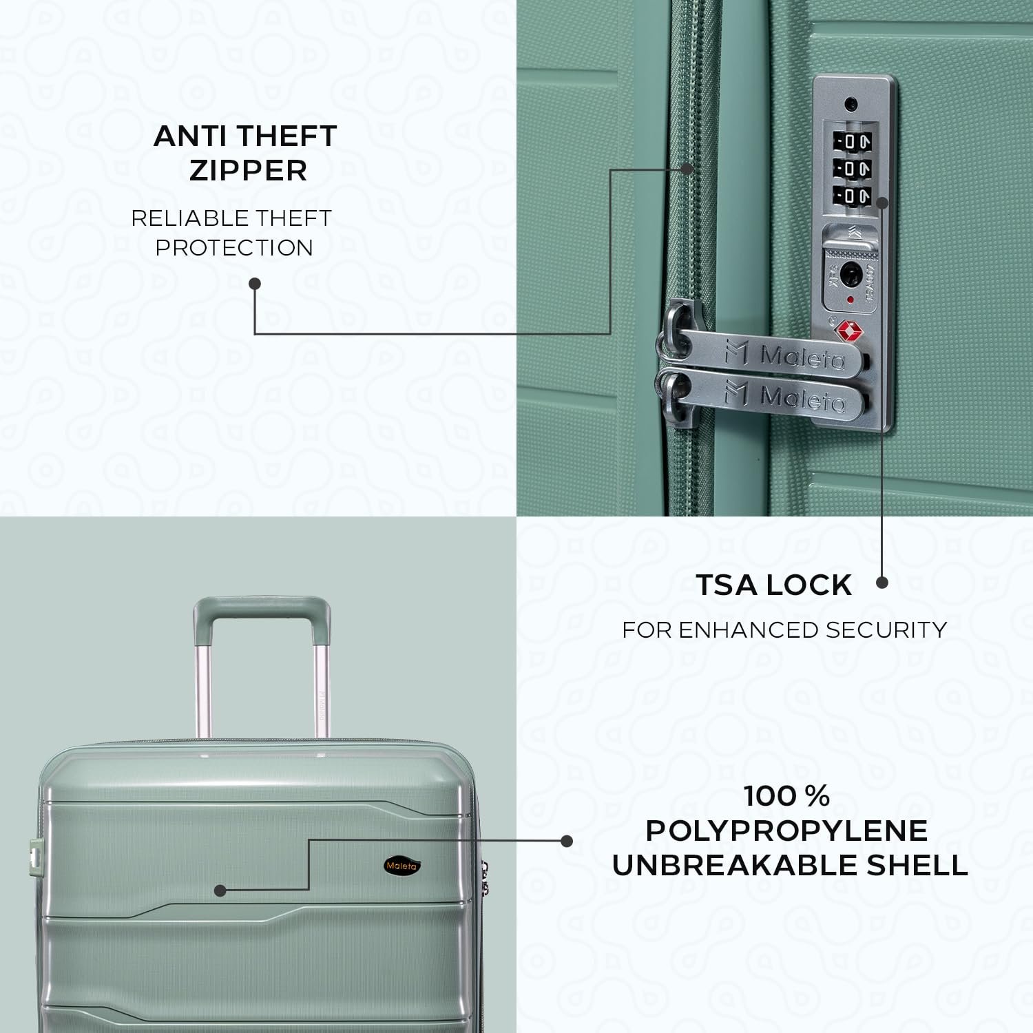 Maleta Desire Check-in Medium | 24 inch | Trolley Bags for Travel | Hardside Luggage, TSA Lock | Luggage Bags for Travel | Suitcase (Check-in Medium, Mint Green) - Image 3