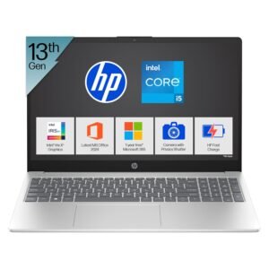 (Refurbished) HP 15, 13th Gen Intel Core i5-1334U Laptop (16GB DDR4,512GB SSD) Anti-Glare, Micro-Edge,15.6''/39.6cm, FHD, Win11,M365,Office24, Silver,1.59kg, Iris Xe Graphics,FHD Camera w/Privacy Shutter, fd0577TU