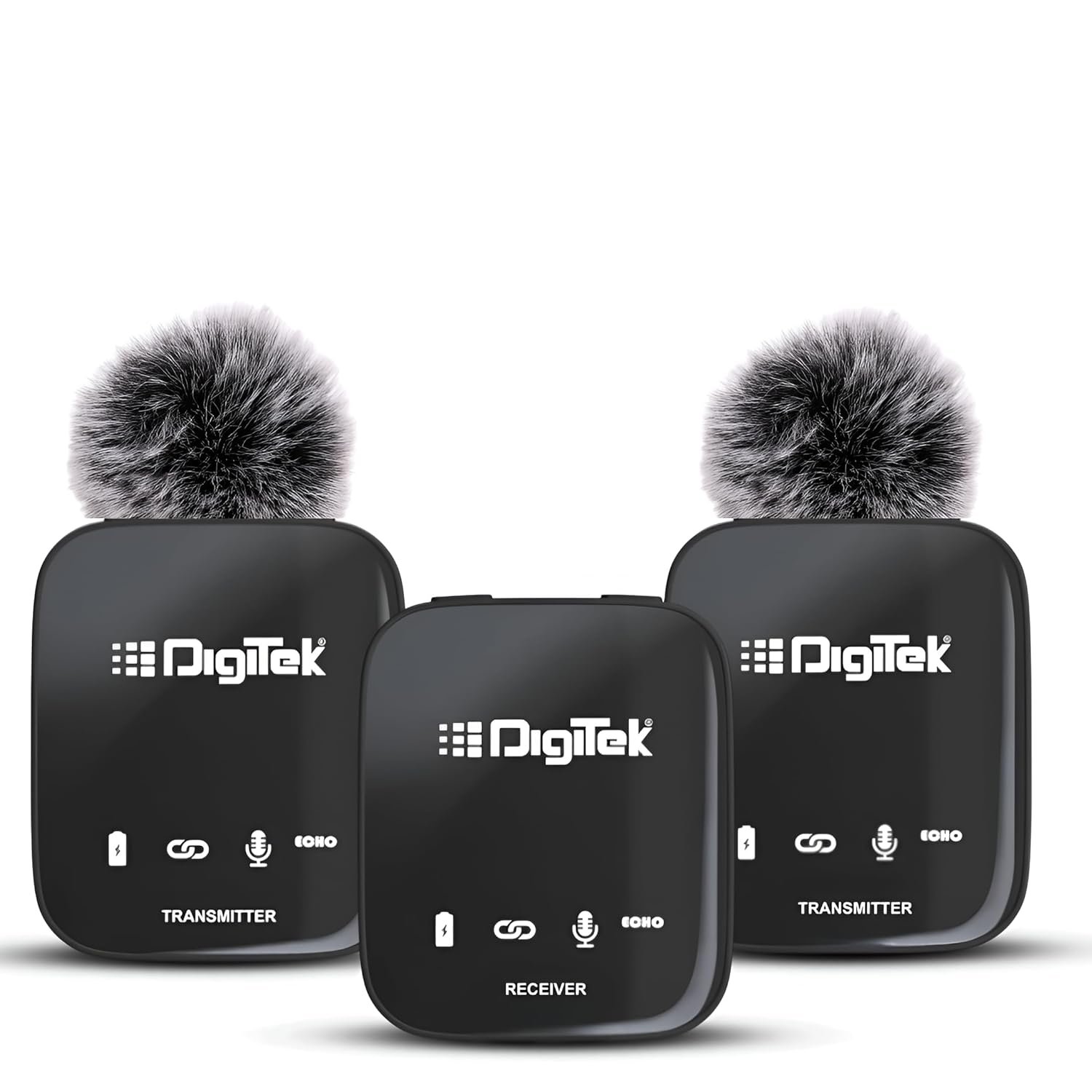 Digitek® (DWM 101 Wireless Microphone System with ANC Noise Reduction, 360° Sound Capture, 100M Range, Upto 12 Hrs Working Time, for DSLR Camera, Android & iOS Smartphones, Seamless Audio Recording