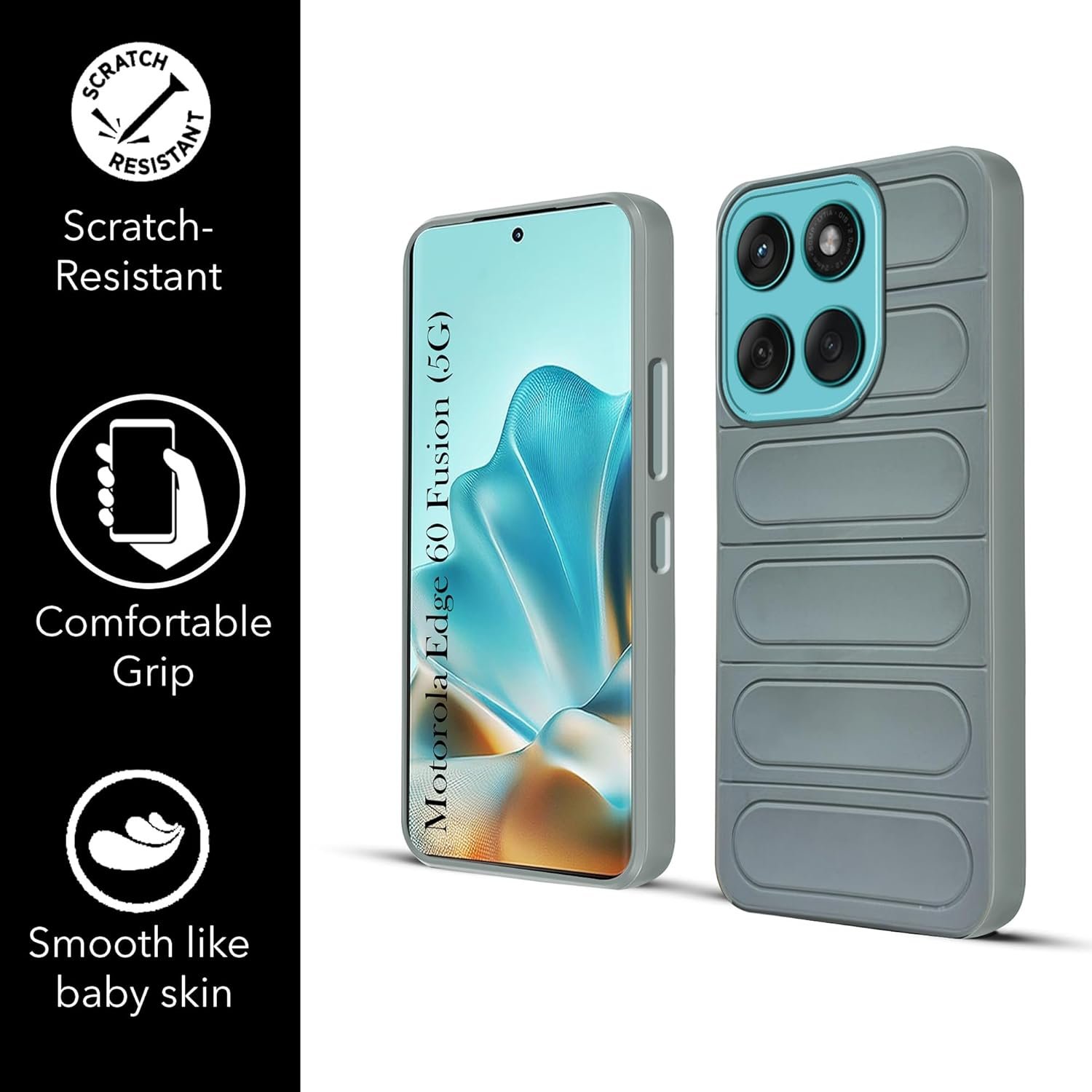 Jkobi Back Case Cover for Motorola Moto Edge 60 Fusion (Matte Liquid Silicone| Professional Wave Design | Camera Protection Ring | Shockproof Anti Slip Grip) - Image 2