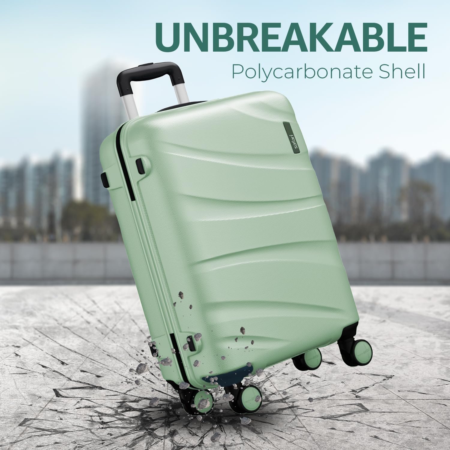 Safari Large Persia 8 Wheels 77cm Checkin Trolley Bag Hard case Polycarbonate 360 Degree Wheeling System Luggage, Travel Bag, Suitcase for Travel, Trolley Bags for Travel, Jade Green - Image 4