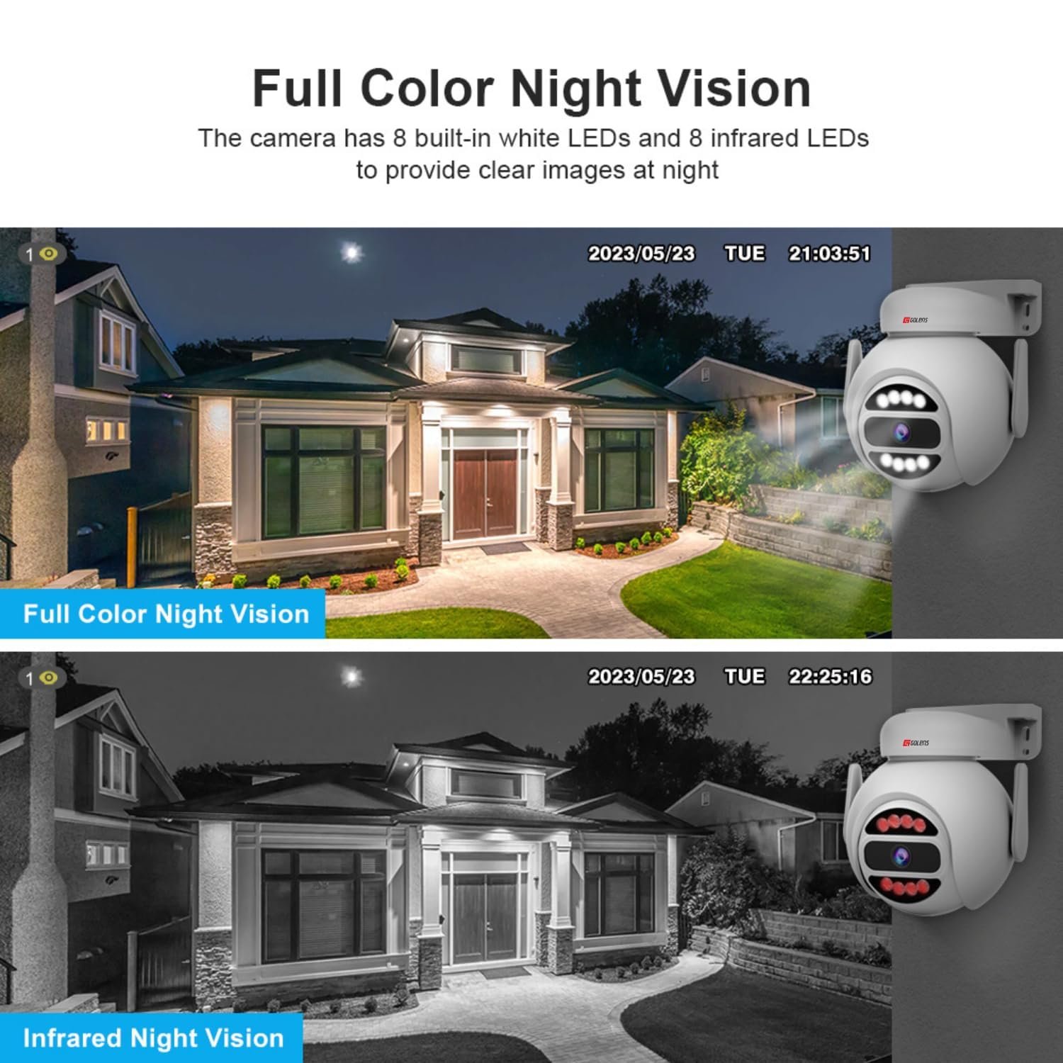 Golens WC03SW 4MP QHD 2560 * 1440p WiFi CCTV Camera for Home Outdoor-PT | 2-Way Talk, Color Night Vision, Motion Detection, Supports 128GB SD Card, Phone Push Alarm | Wireless Camera. - Image 8