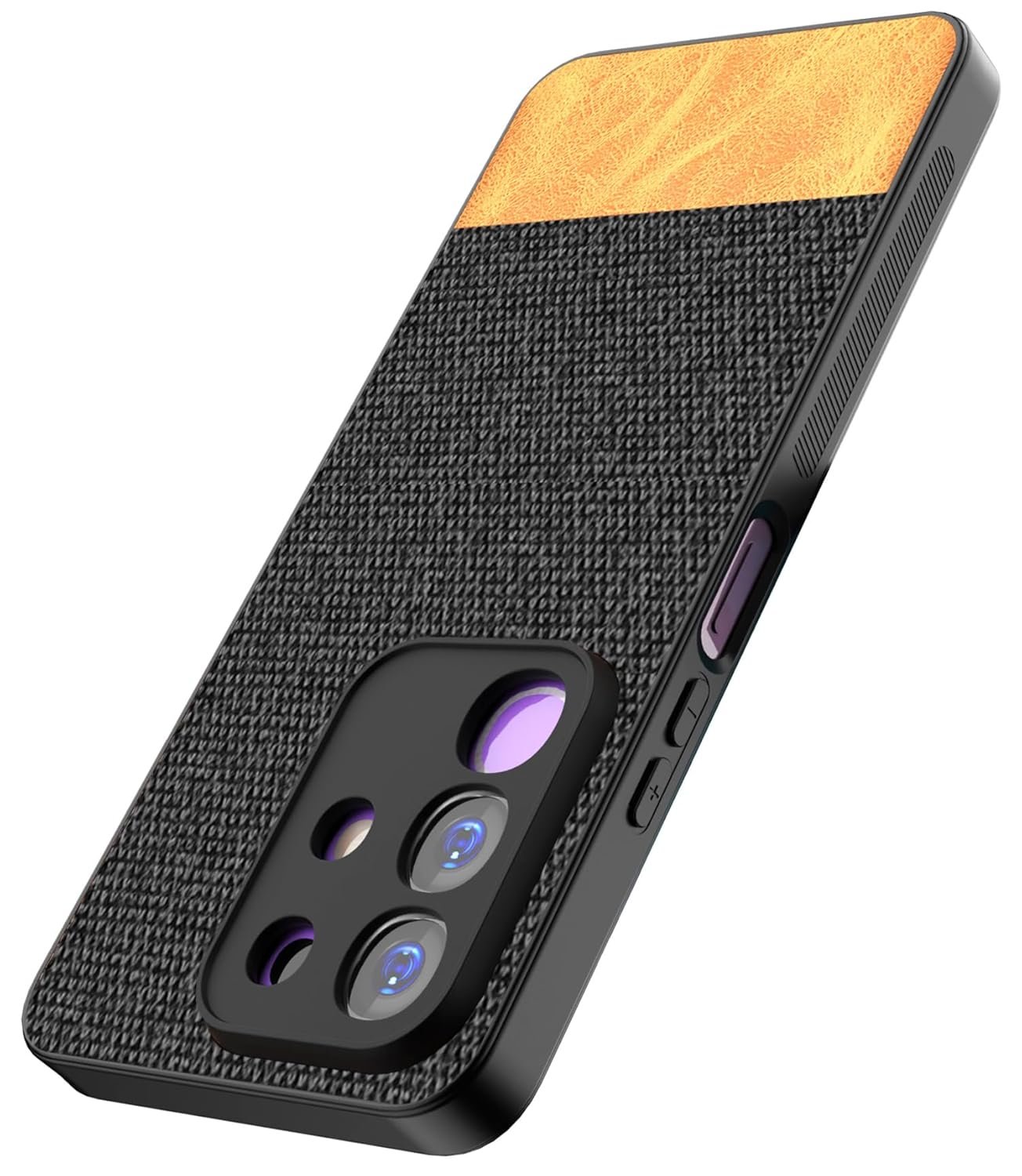 Kapa Soft Fabric & Leather Hybrid Protective Back Cover for Iqoo Z10x 5G / Vivo T4x 5G | Shockproof Slim Hard Anti Slip Back Case (Black,Brown)