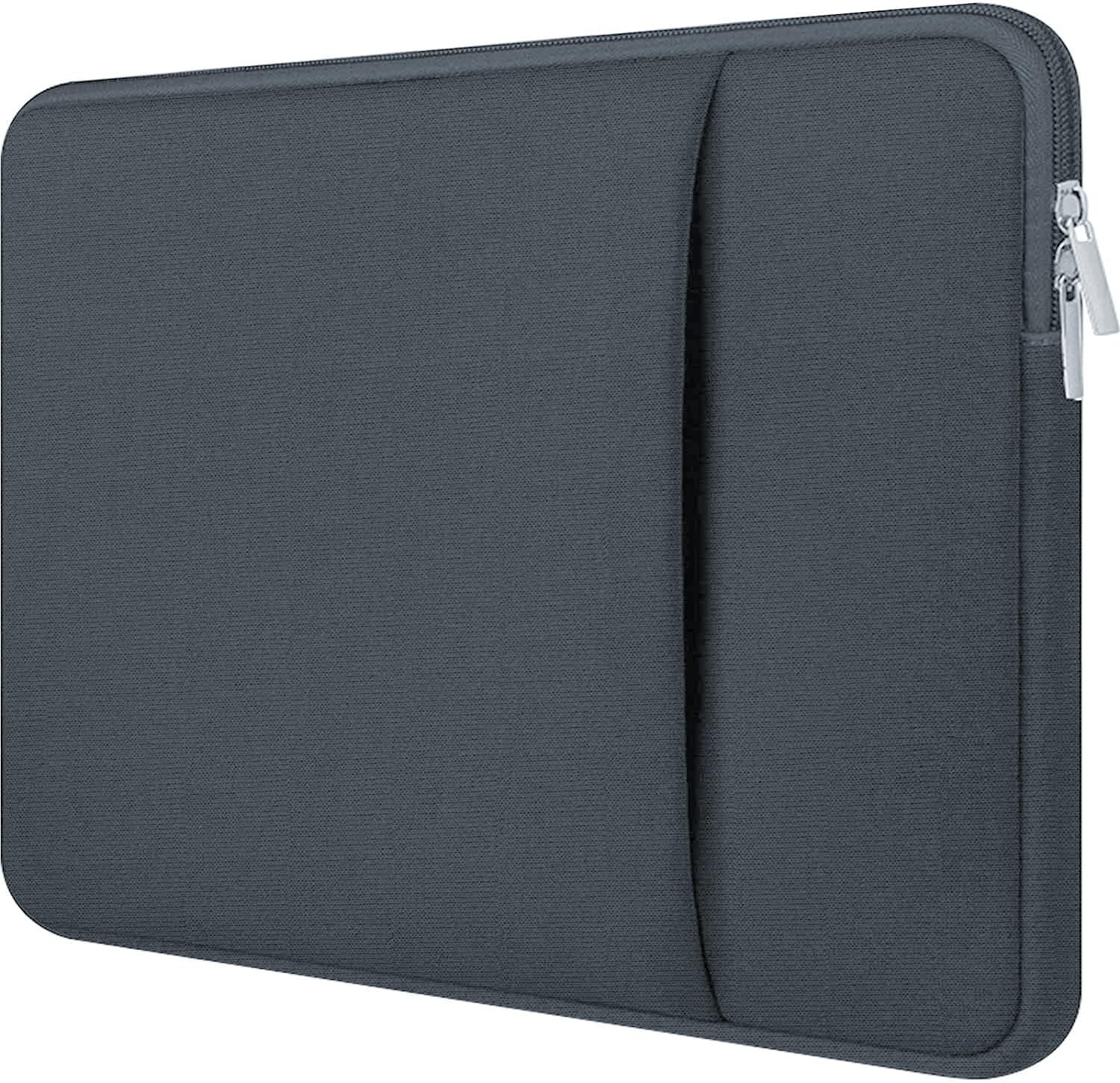 Dyazo Laptop Sleeve 15.6 inch Case, Water Repellent Polyester Neoprene Case with Accessory Pocket Compitable for MacBook, Dell, Lenovo & Other laptops, Notebooks Grey, (OnePOCKET 15.6 Grey)
