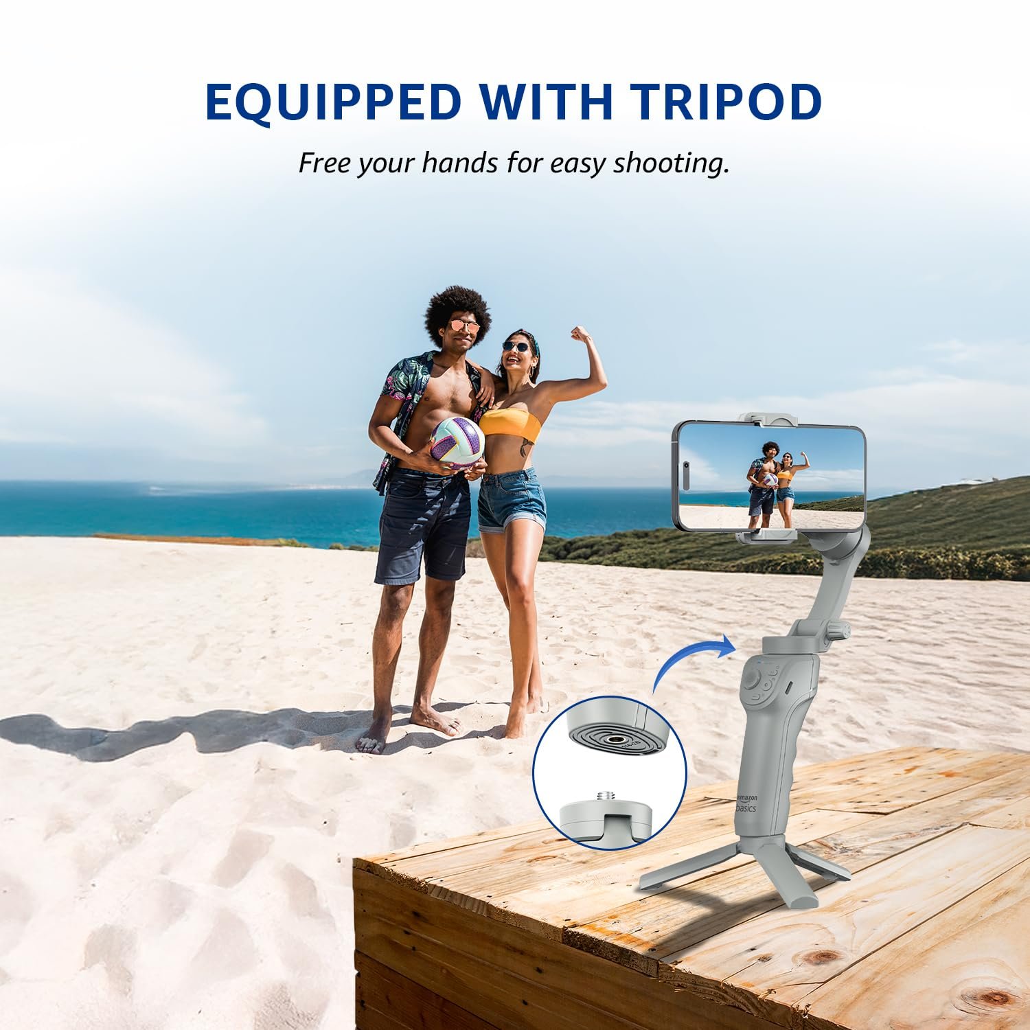 Amazon Basics 3-Axis Smartphone Gimbal Stabilizer with AI Face & Body Tracking | Foldable Design | Adjustable Fill Light | 8 Hr Battery | iPhone, Android Compatible | Perfect for travel/vlogging, Grey - Image 6