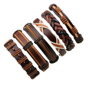 University Trendz Leather Base Metal Bracelets for Unisex Adult & Unisex Child