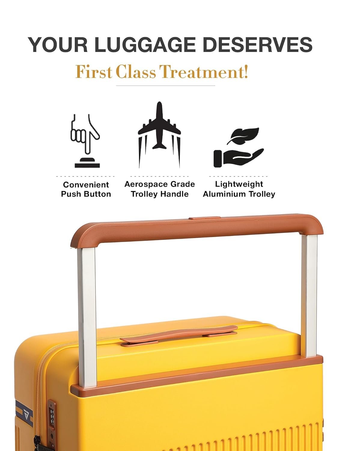 FUR JADEN The Aviator 65cm German Polycarbonate Travel Luggage Check-in Suitcase with 8 StealthTech Silent Shock Absorbing Wheels, TSA Lock & Aerospace Grade Wide Handle (Sunflare, Check-in 24") - Image 2