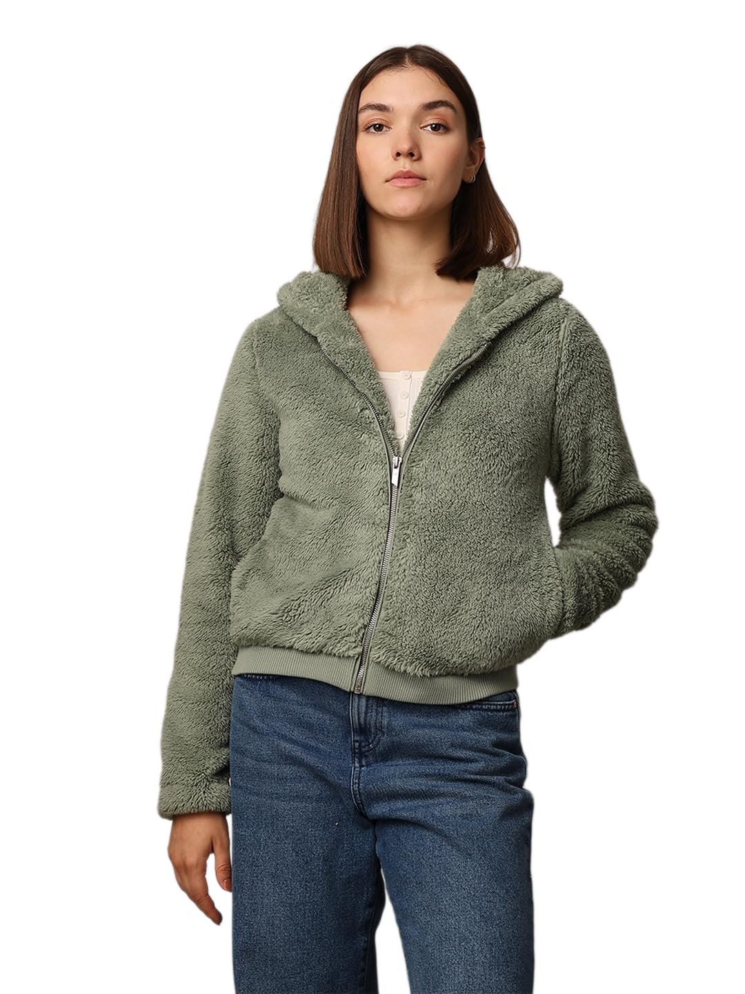 ONLY Hooded Neck Long Sleeve Front-Open Sweater - Image 3