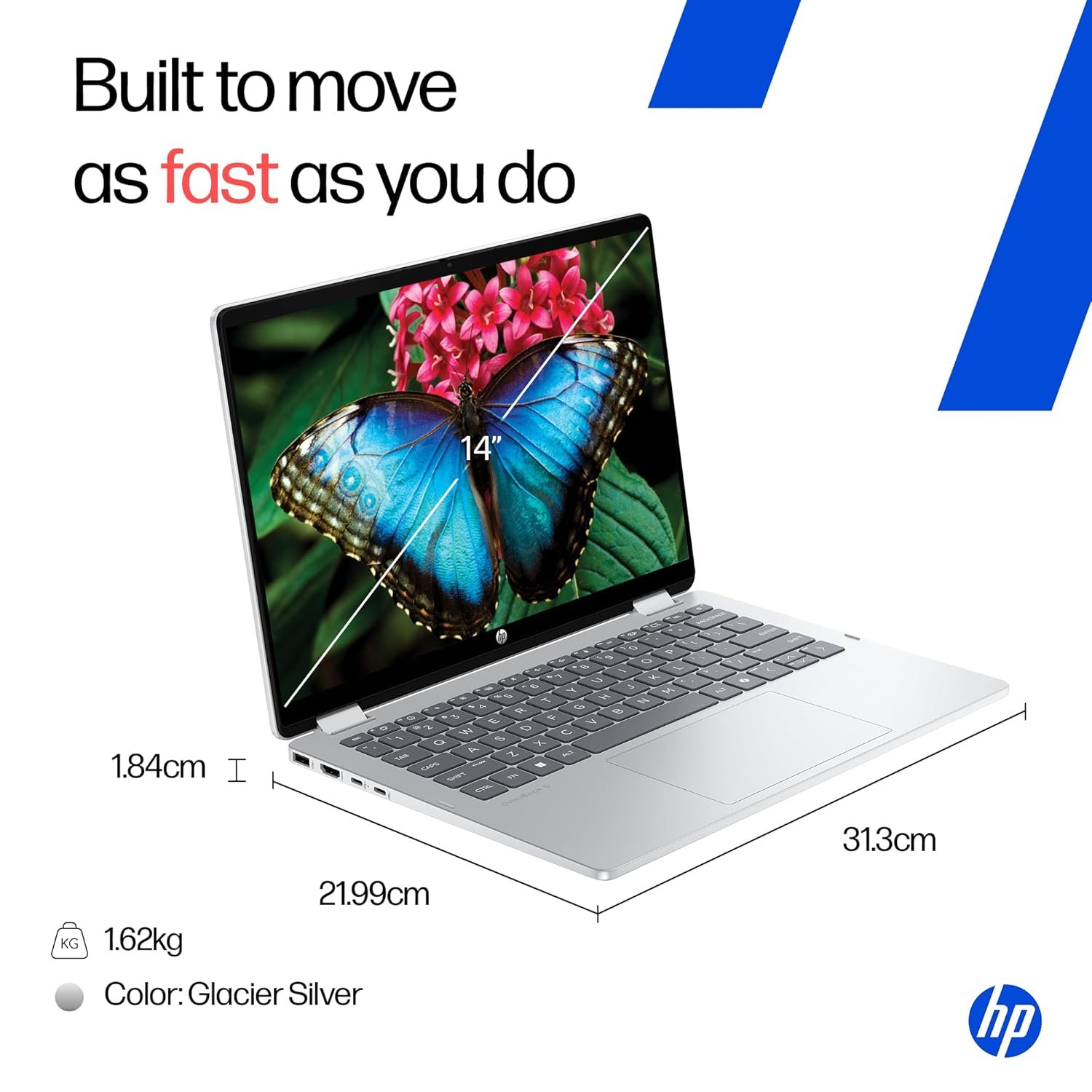 HP OmniBook 5 Flip,13th Gen Intel Core i5 1334U (16GB LPDDR5,512GB SSD) 2K, WUXGA,Anti-Glare,300 nits,14''/35.6cm Touchscreen,Win11, M365 Basic(1yr), Office Home24, Silver,1.65kg, 5MP Camera, fp0789TU - Image 12