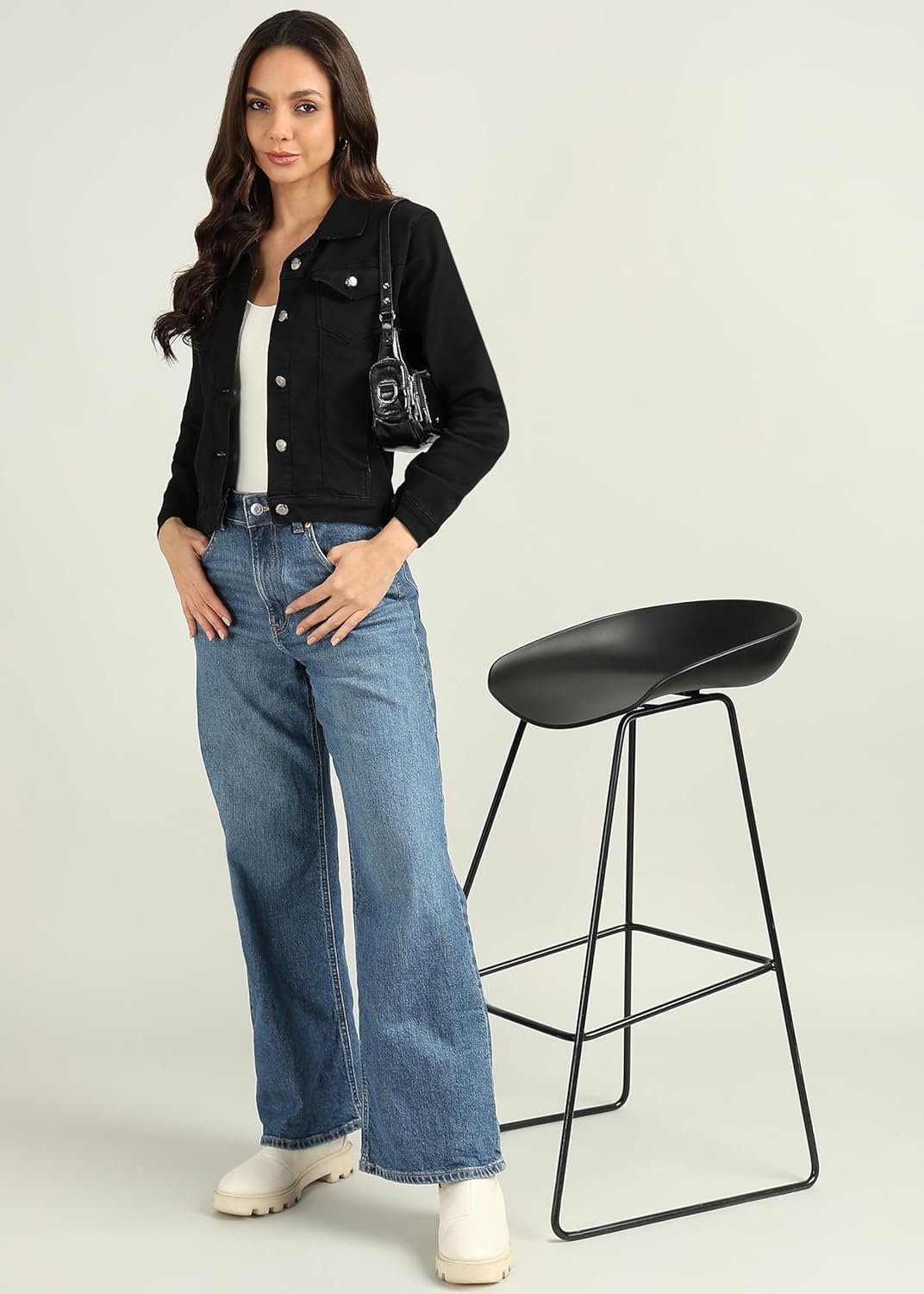 Nifty Women's Denim Color Trucker Jacket - Image 4